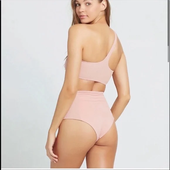 L space Jackie bikini bottoms pink high waisted/Ribbed Celeste Bikini Top - Picture 2 of 9